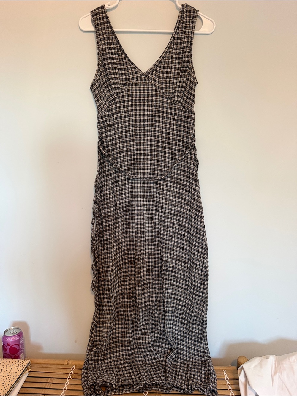 Afends Black & White Checked Maxi Dress